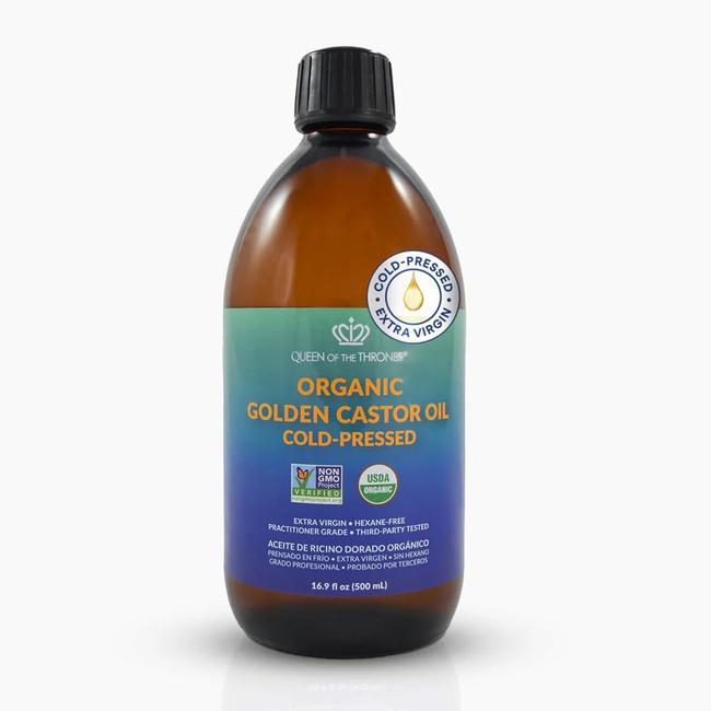 QUEEN OF THE THRONES Organic Golden Castor Oil | 100% Pure for Hair, Skin, Nails, Brows & Lashes