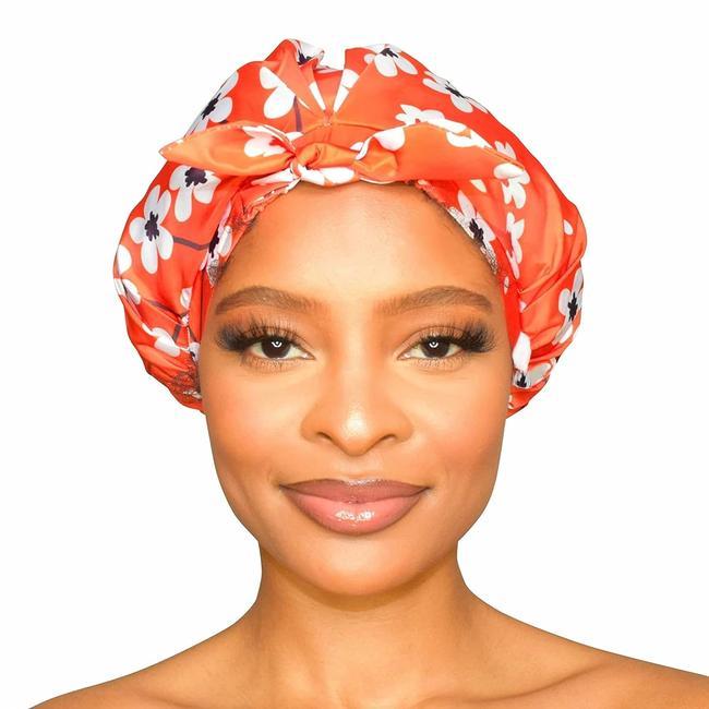 GRACE & COMPANY Luxury Shower Cap For Women - 100% Waterproof, Reusable, Washable & Breathable Shower Caps