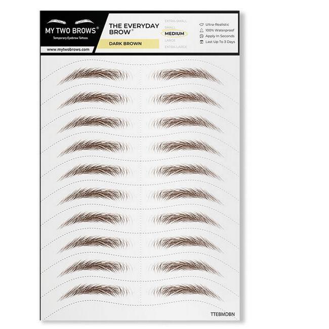10 Pairs Dark Brown Temporary Eyebrow Tattoos, Waterproof and Smudge-Proof Dark Everyday Style