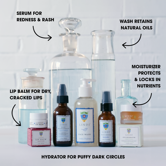 Complete Face Regimen: Face Wash + Face Moisturizer + Lip Balm + Eye Hydrator + Face Serum