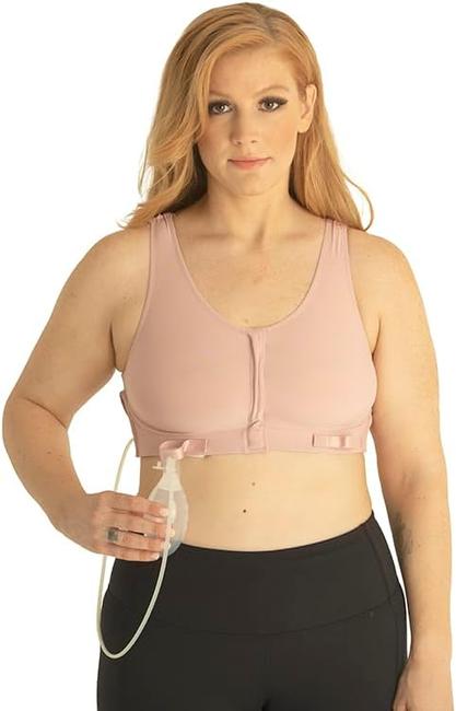 MediChoice Wireless Amy Surgical Bra, Front Closure Mastectomy Support Bra with Seamless Cups Removable Drain Bulb Holders