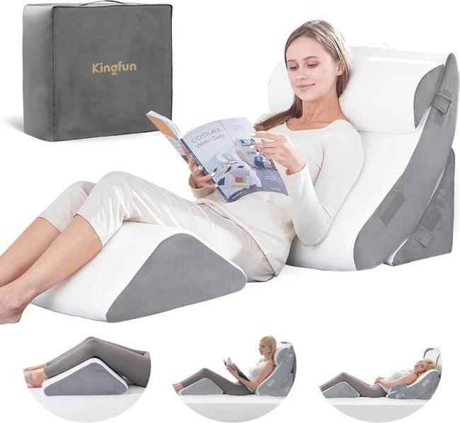 Kingfun 4pcs Orthopedic Bed Wedge Pillow Set for Post Surgery
