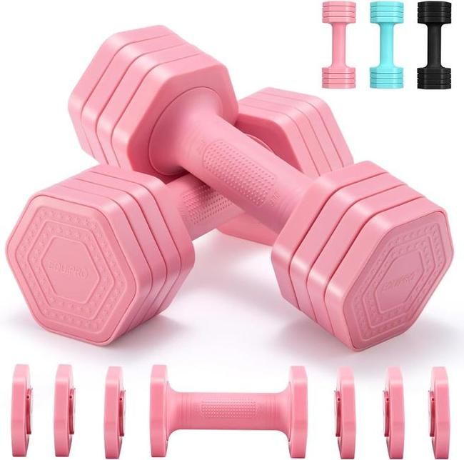 Adjustable Dumbbell Set, 4 in 1 Free Weights Dumbbells Set for Women, Weights for Women at Home, 2lb 3lb 4lb 5lb with TPU Soft Rubber Handle for Home Gym Exercise Training