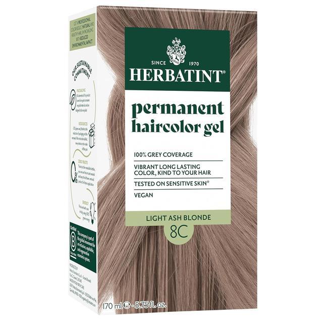 Herbatint Permanent Hair Dye For Women - 8C Light Ash Blonde - For Up To 100% Gray Coverage of Resistant Gray Hair - Ammonia-Free, Alcohol-Free & Vegan