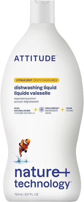 ATTITUDE Dish Soap, EWG Verified, Plant-Based & Vegan Dishwashing Liquid