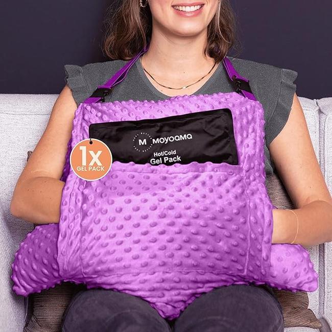 MOYOAMA Hysterectomy Pillow Post Surgery + 1 Gel Pack &ndash; Star Form-Fit Recovery Shield w/ Straps, 2 Pockets & Muff &ndash; After Hysterectomy Recovery Must-Haves, Post-Op C-Section Pillow Post Surgery Gifts