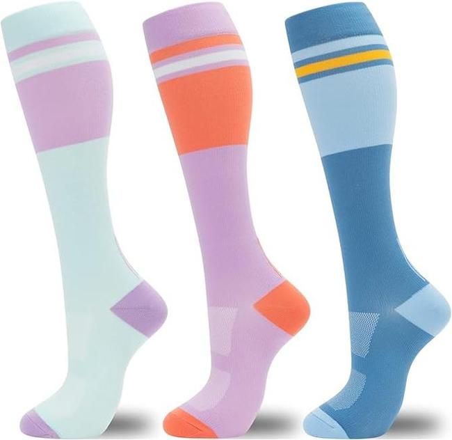 fenglaoda Compression Socks for Women Men 3 Pairs Graduated Compression Support Circulation Socks for Nurses